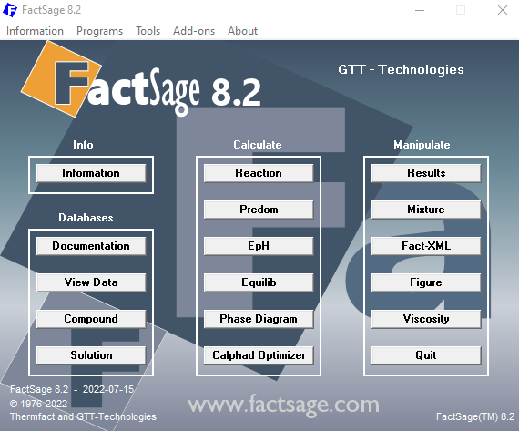 FactSage - GTT-Technologies