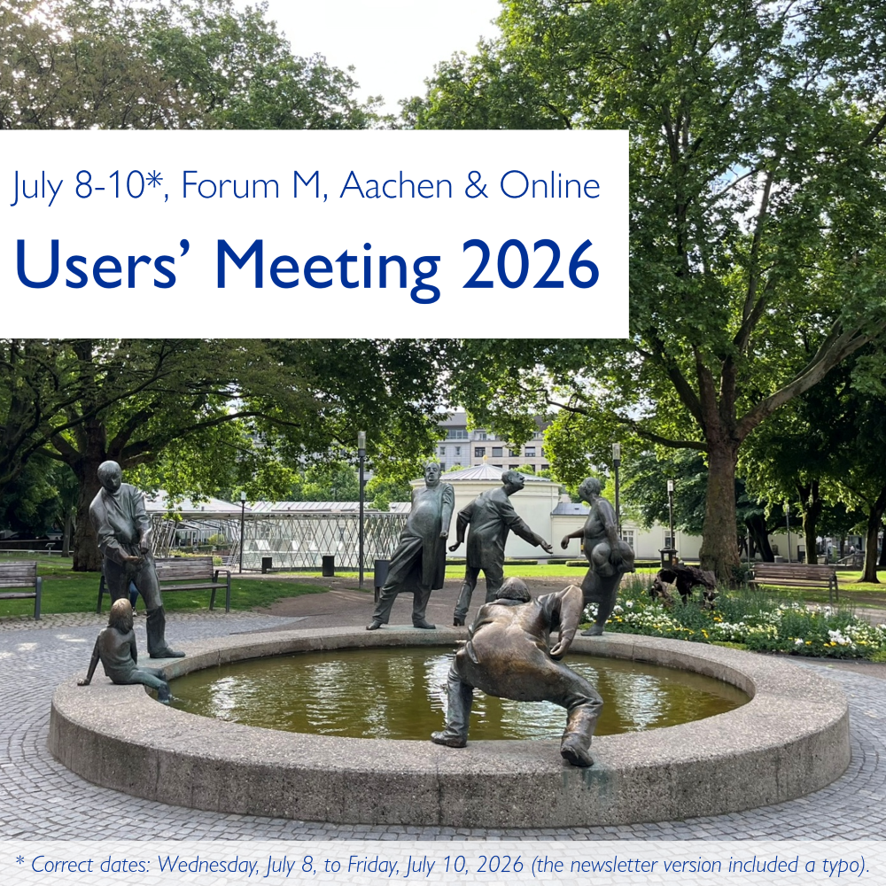 Group photo of Users’ Meeting 2025 participants standing outside under a canopy in front of a modern building. Text overlay: “Grateful you joined!”
