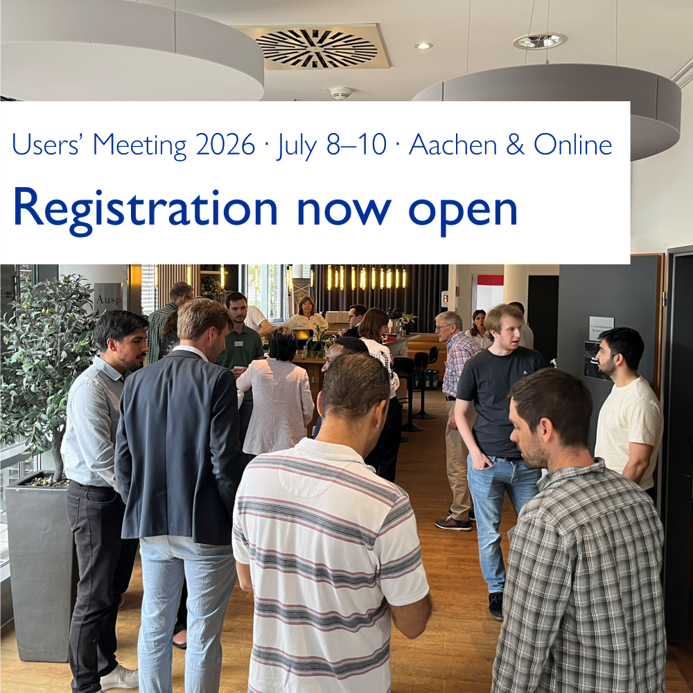 Registration for Users’ Meeting 2026 is now open. Participants networking during a conference break in Aachen.